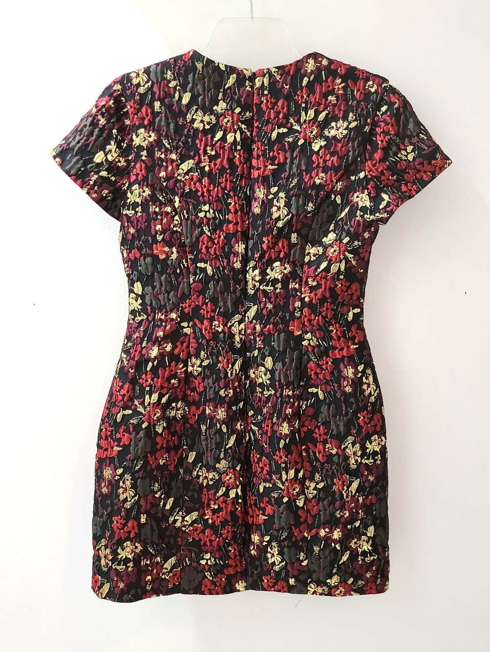 Mac Duggal Brocade Mini Dress Black/Red/Gold Multi Floral Sz 6 - Picture 5 of 11